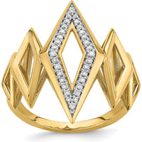 14K Yellow Gold Fancy Geometric Diamond Ring with Natural Round Diamonds - 0.05 Carat Total Diamond Weight by 0