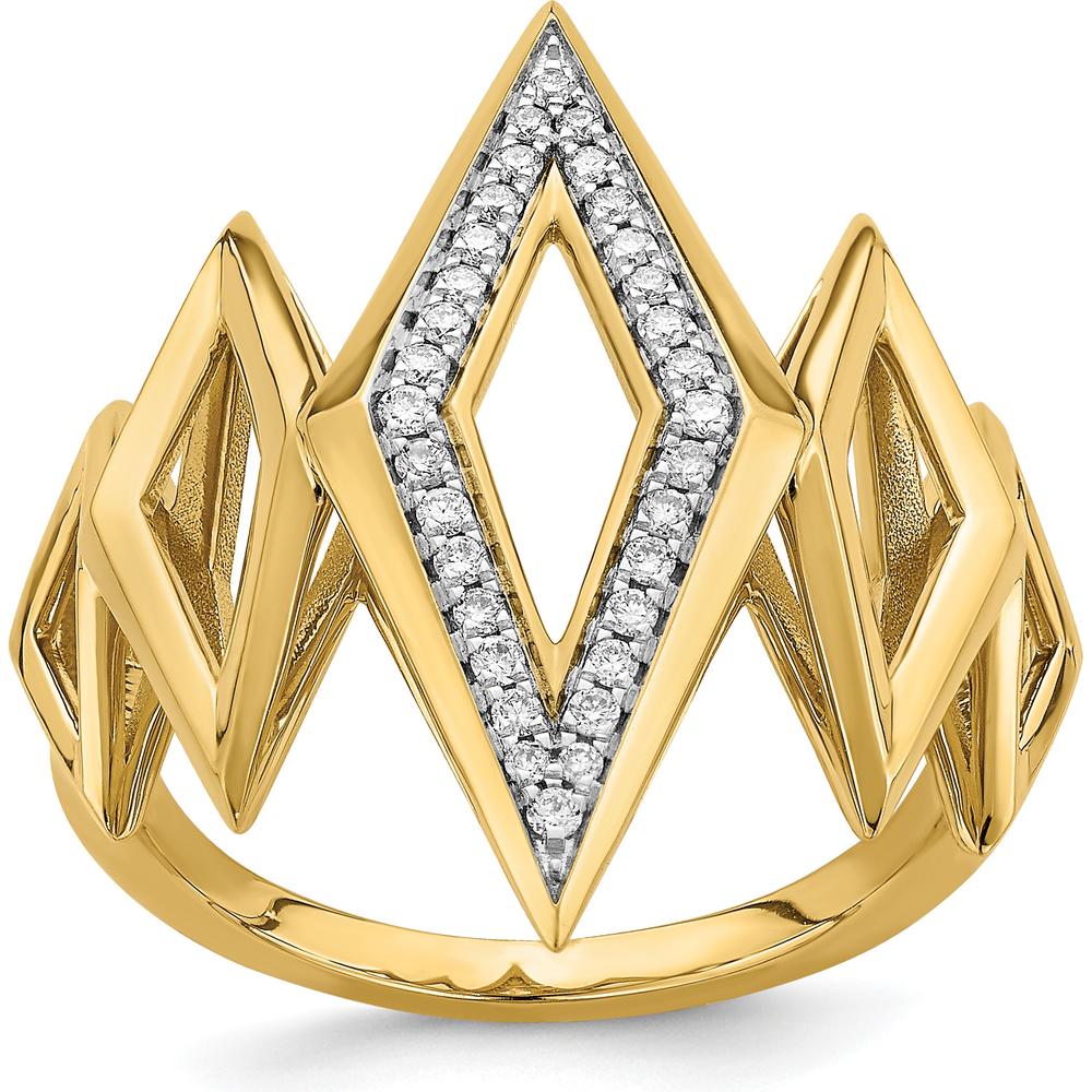 14K Yellow Gold Fancy Geometric Diamond Ring with Natural Round Diamonds - 0.05 Carat Total Diamond Weight by 0