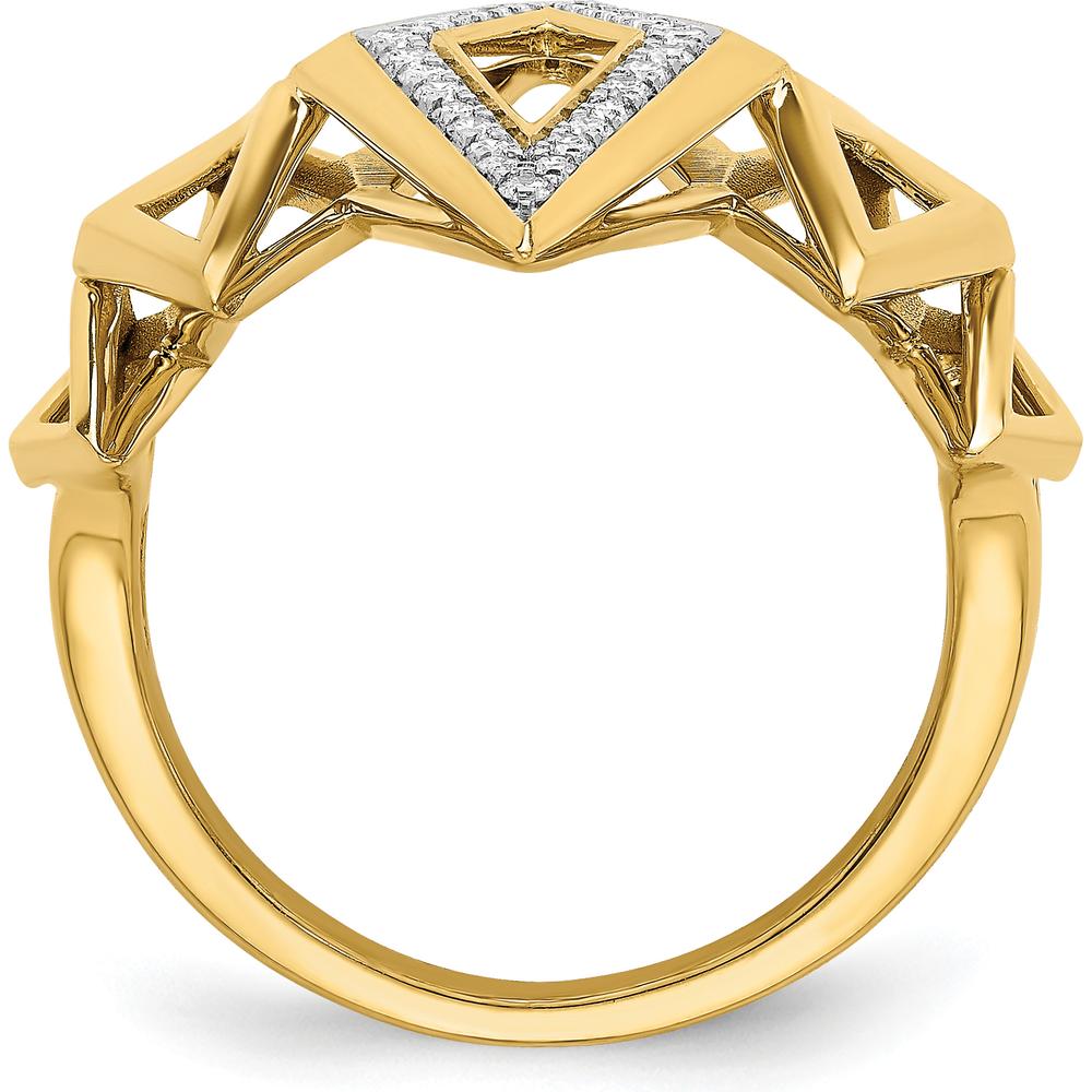14K Yellow Gold Fancy Geometric Diamond Ring with Natural Round Diamonds - 0.05 Carat Total Diamond Weight by 0