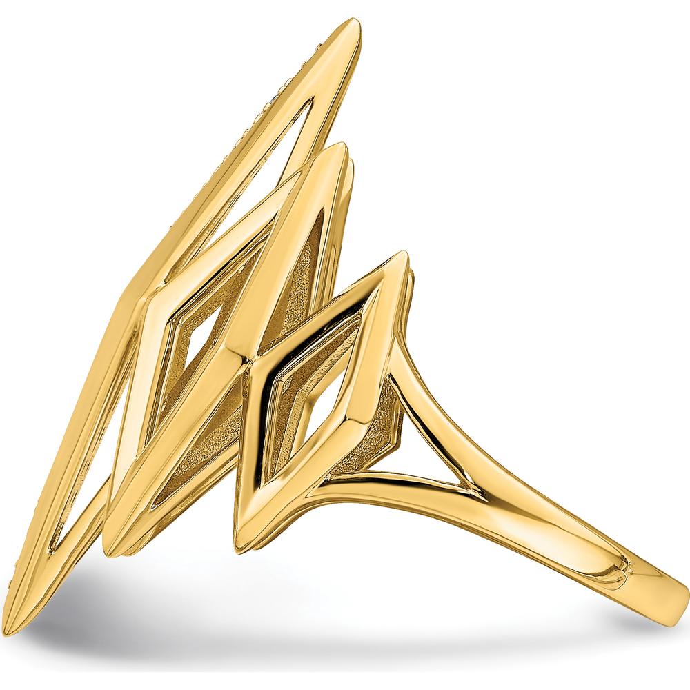14K Yellow Gold Fancy Geometric Diamond Ring with Natural Round Diamonds - 0.05 Carat Total Diamond Weight by 0
