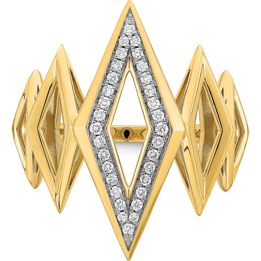 14K Yellow Gold Fancy Geometric Diamond Ring with Natural Round Diamonds - 0.05 Carat Total Diamond Weight by 0