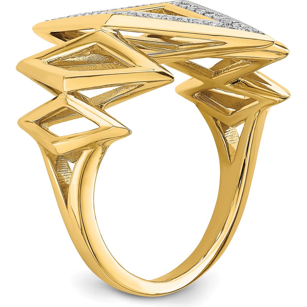 14K Yellow Gold Fancy Geometric Diamond Ring with Natural Round Diamonds - 0.05 Carat Total Diamond Weight by 0