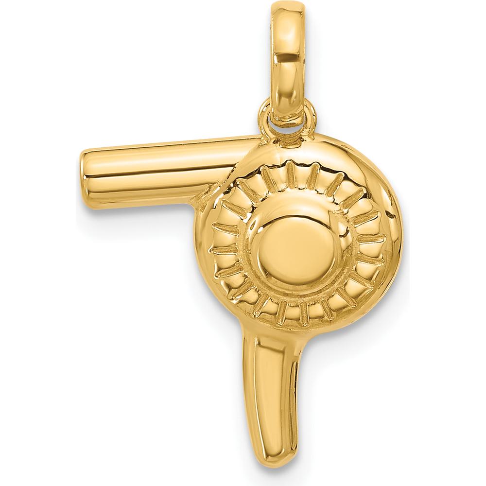 14K Yellow Gold Fancy Hairdryer Charm - Polished 18.55mm Length by Oro Pregiato
