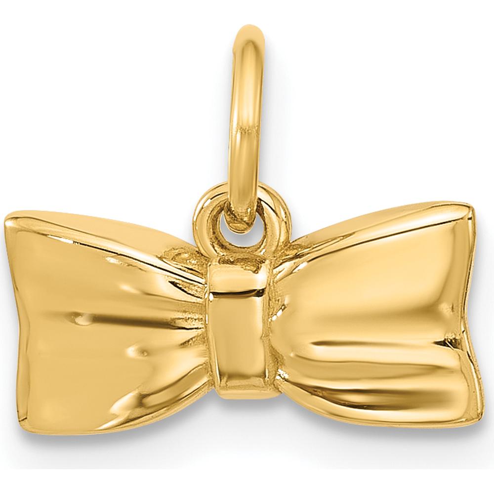 14K Yellow Gold Fancy Half Hair Bow Pendant - Polished Finish by Oro Pregiato
