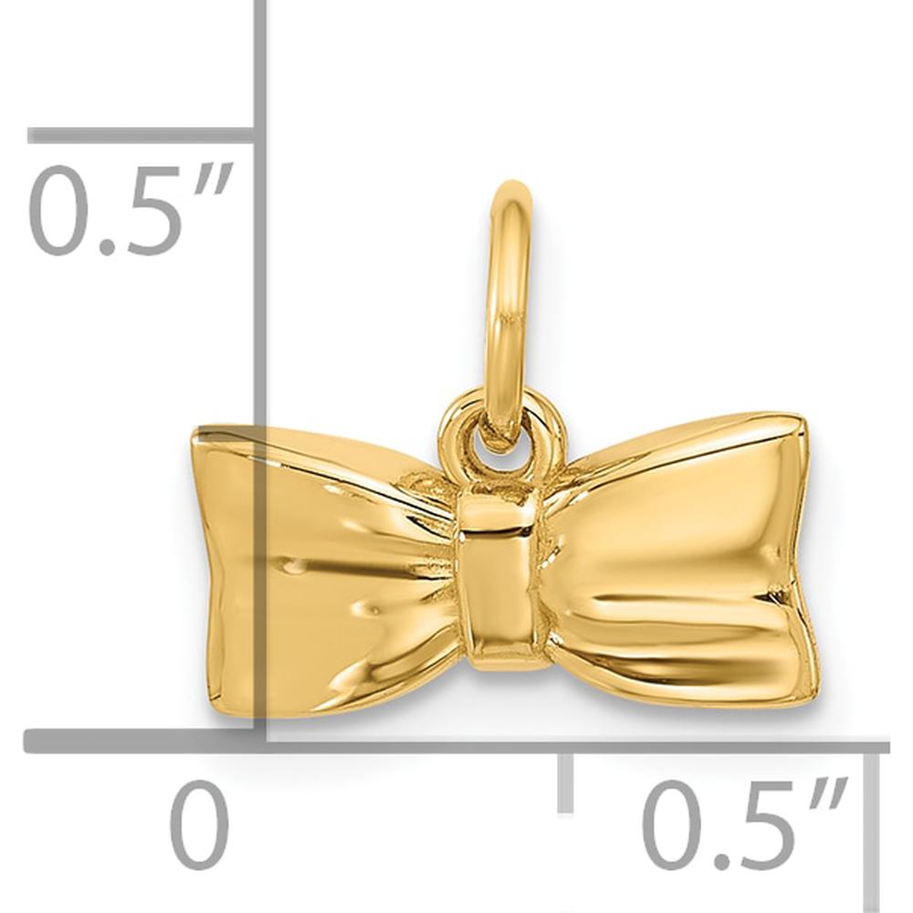 14K Yellow Gold Fancy Half Hair Bow Pendant - Polished Finish by Oro Pregiato