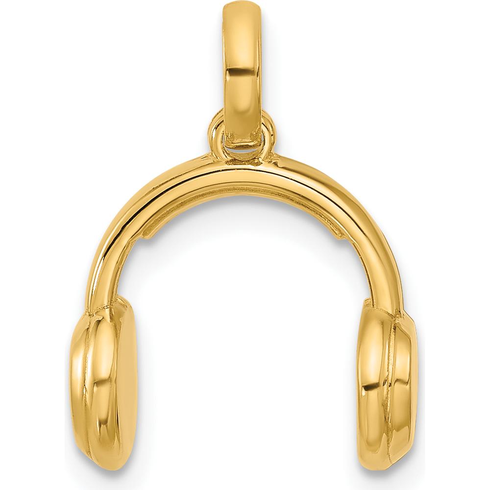 14K Yellow Gold Fancy Headphones Charm - Music Inspired Pendant by Oro Pregiato