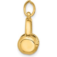 14K Yellow Gold Fancy Headphones Charm - Music Inspired Pendant by Oro Pregiato