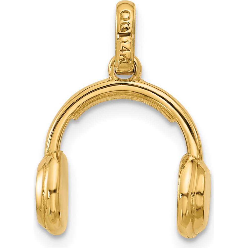 14K Yellow Gold Fancy Headphones Charm - Music Inspired Pendant by Oro Pregiato