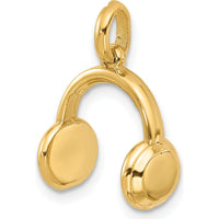 14K Yellow Gold Fancy Headphones Charm - Music Inspired Pendant by Oro Pregiato