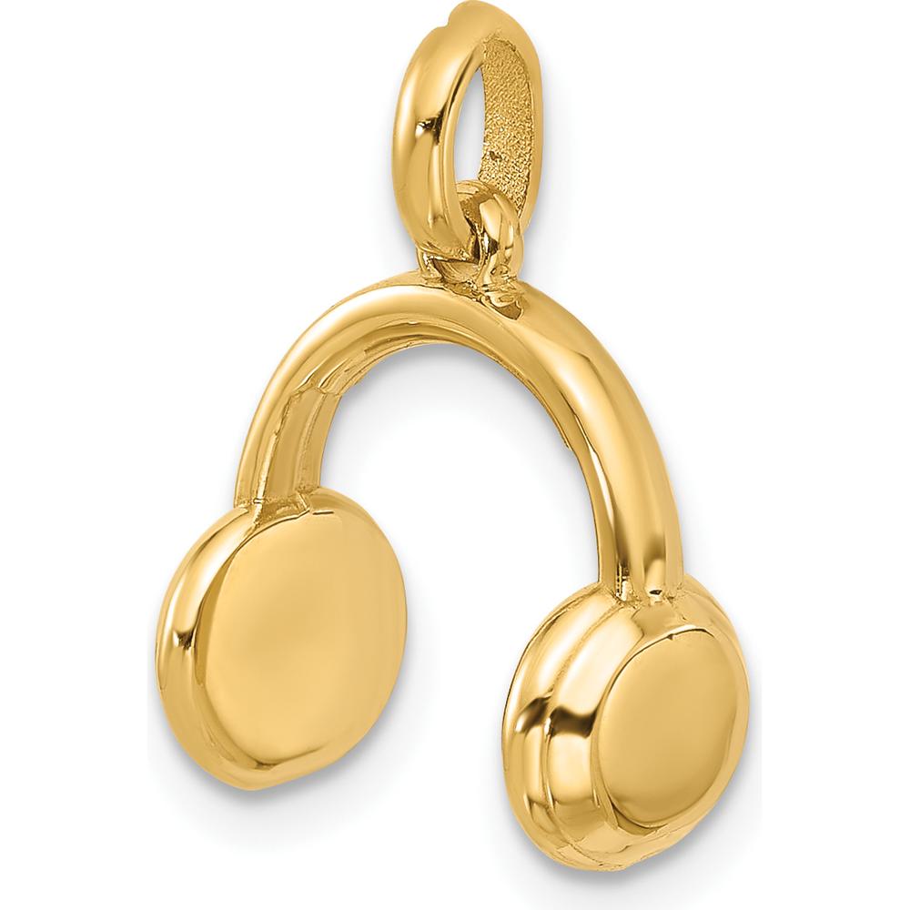 14K Yellow Gold Fancy Headphones Charm - Music Inspired Pendant by Oro Pregiato
