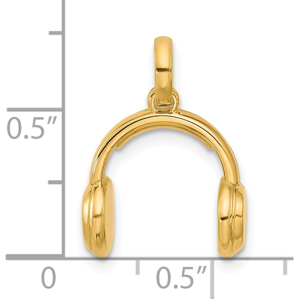 14K Yellow Gold Fancy Headphones Charm - Music Inspired Pendant by Oro Pregiato