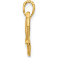 14K Yellow Gold Fancy Heart and Ribbon Charm - 18.5mm Length by Oro Pregiato