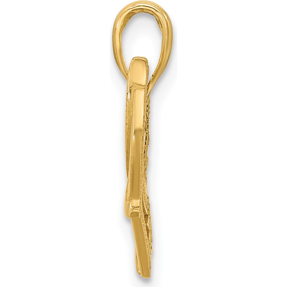 14K Yellow Gold Fancy Heart and Ribbon Charm - 18.5mm Length by Oro Pregiato