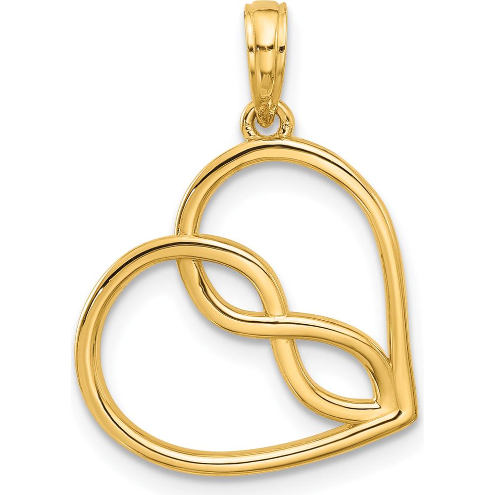 14K Yellow Gold Fancy Infinity Heart Pendant - Polished Finish by Oro Pregiato