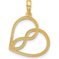 14K Yellow Gold Fancy Infinity Heart Pendant - Polished Finish by Oro Pregiato