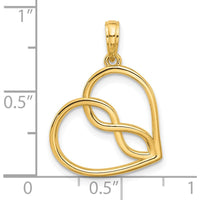 14K Yellow Gold Fancy Infinity Heart Pendant - Polished Finish by Oro Pregiato