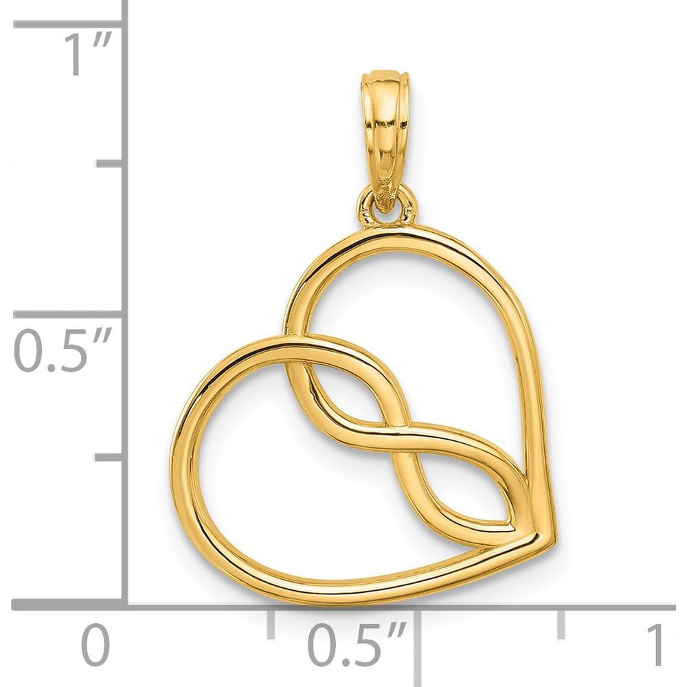 14K Yellow Gold Fancy Infinity Heart Pendant - Polished Finish by Oro Pregiato