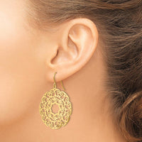 14K Yellow Gold Fancy Lace Filigree Dangle Earrings with French Wire Closure by 0