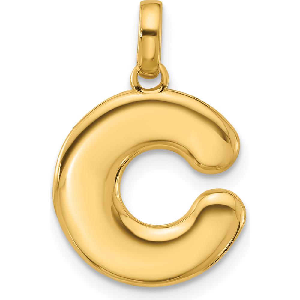 14K Yellow Gold Fancy Letter C Pendant - Elegant Initial Necklace by Oro Pregiato