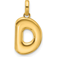 14K Yellow Gold Fancy Letter D Pendant - Polished Modern Design by Oro Pregiato