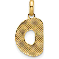 14K Yellow Gold Fancy Letter D Pendant - Polished Modern Design by Oro Pregiato