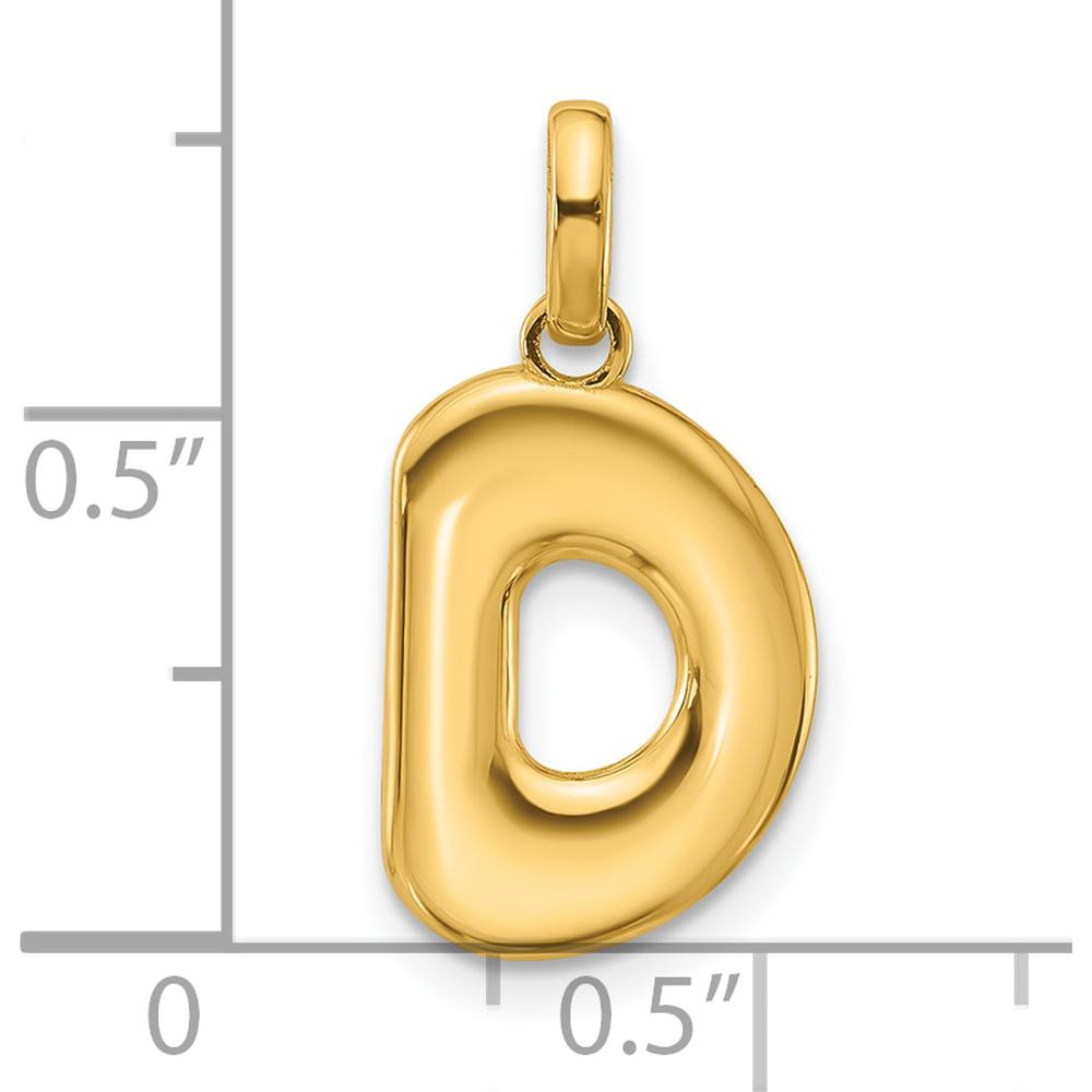 14K Yellow Gold Fancy Letter D Pendant - Polished Modern Design by Oro Pregiato