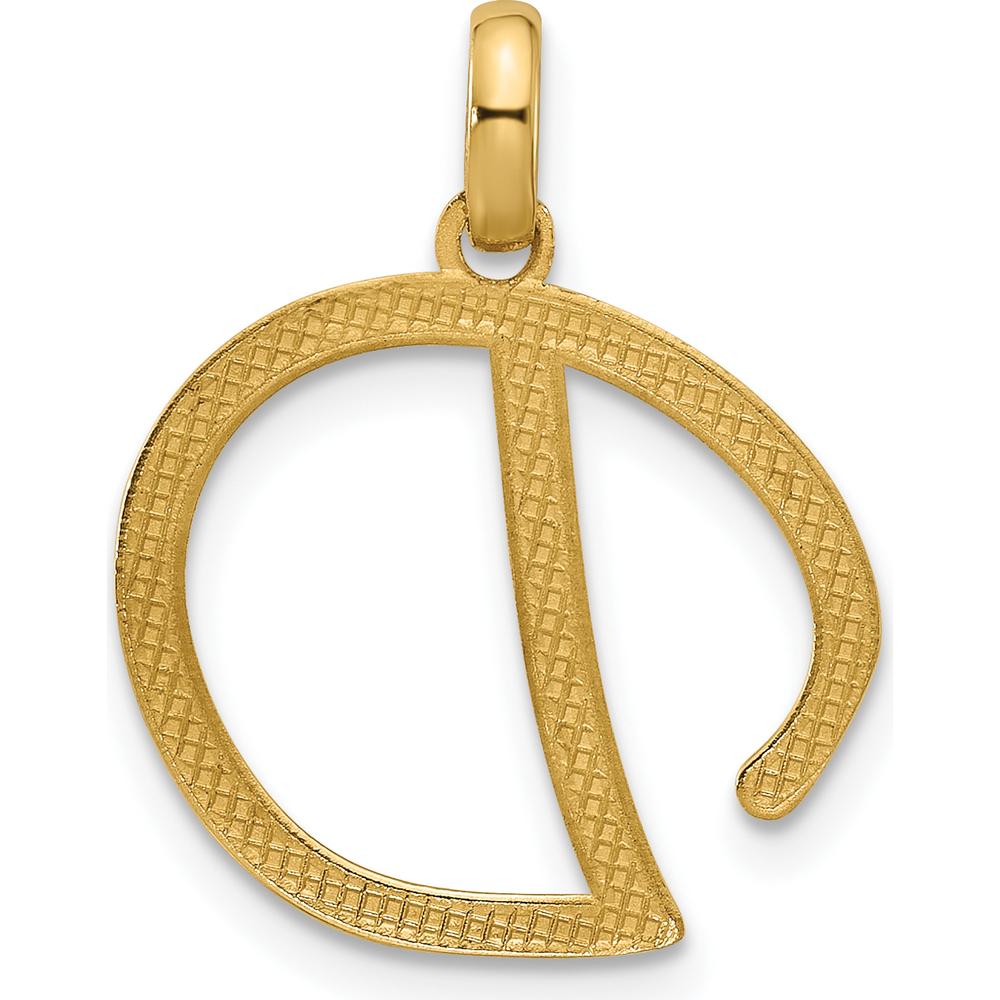 14K Yellow Gold Fancy Letter D Pendant with Polished Finish - 17.97mm Length by Oro Pregiato
