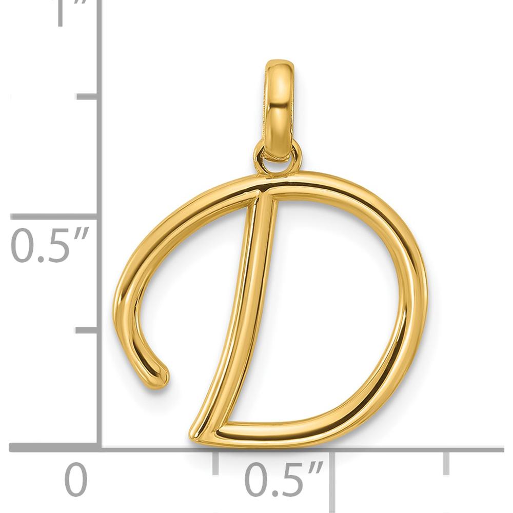 14K Yellow Gold Fancy Letter D Pendant with Polished Finish - 17.97mm Length by Oro Pregiato