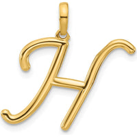 14K Yellow Gold Fancy Letter H Pendant - Polished Finish by Oro Pregiato