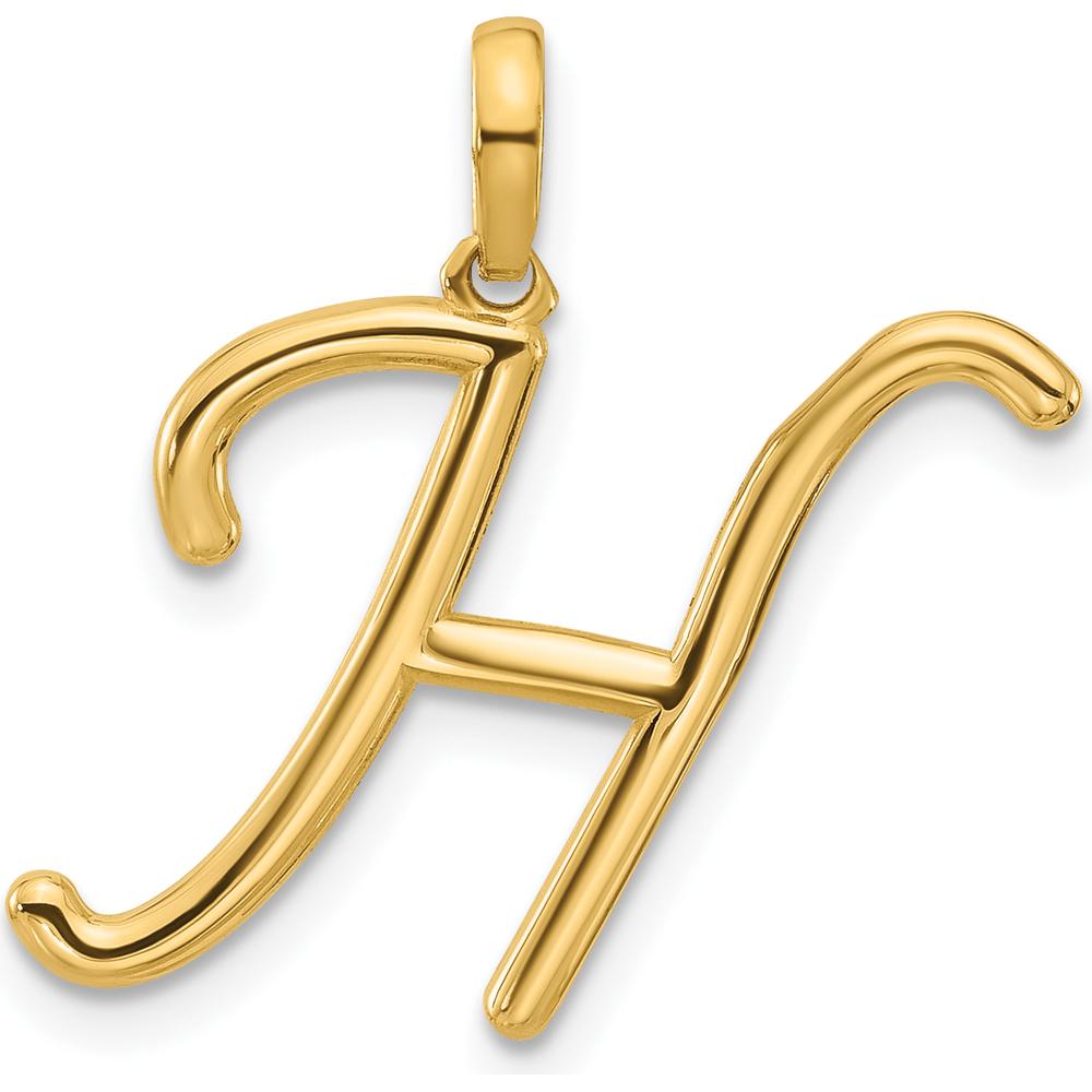 14K Yellow Gold Fancy Letter H Pendant - Polished Finish by Oro Pregiato