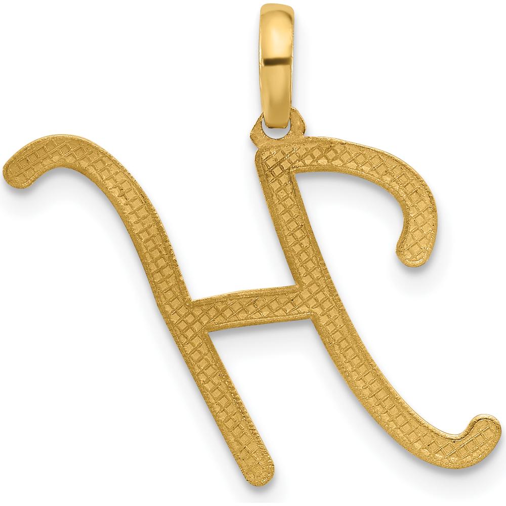 14K Yellow Gold Fancy Letter H Pendant - Polished Finish by Oro Pregiato