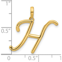 14K Yellow Gold Fancy Letter H Pendant - Polished Finish by Oro Pregiato