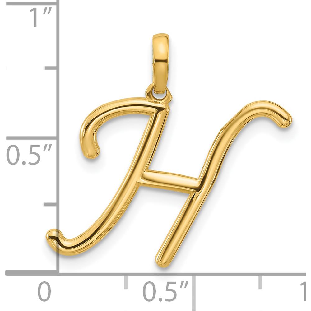 14K Yellow Gold Fancy Letter H Pendant - Polished Finish by Oro Pregiato