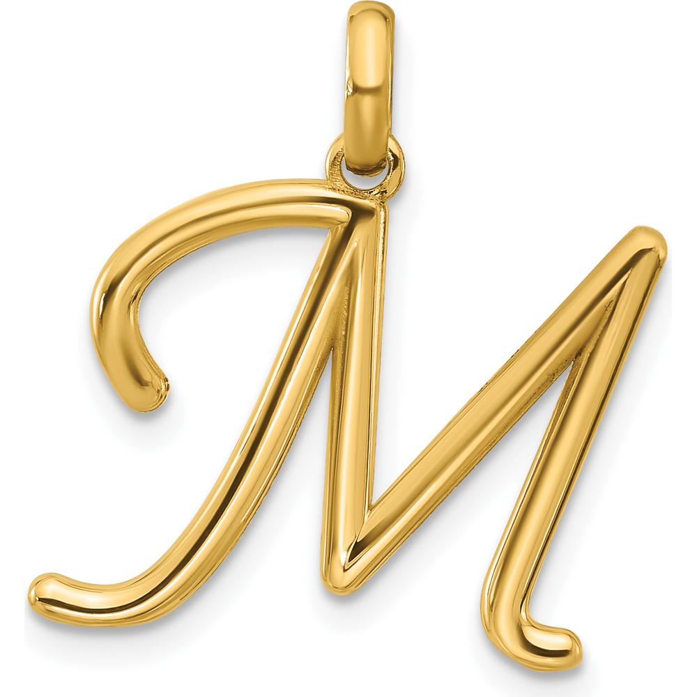 14K Yellow Gold Fancy Letter "M" Pendant - Polished, Casted Design by Oro Pregiato