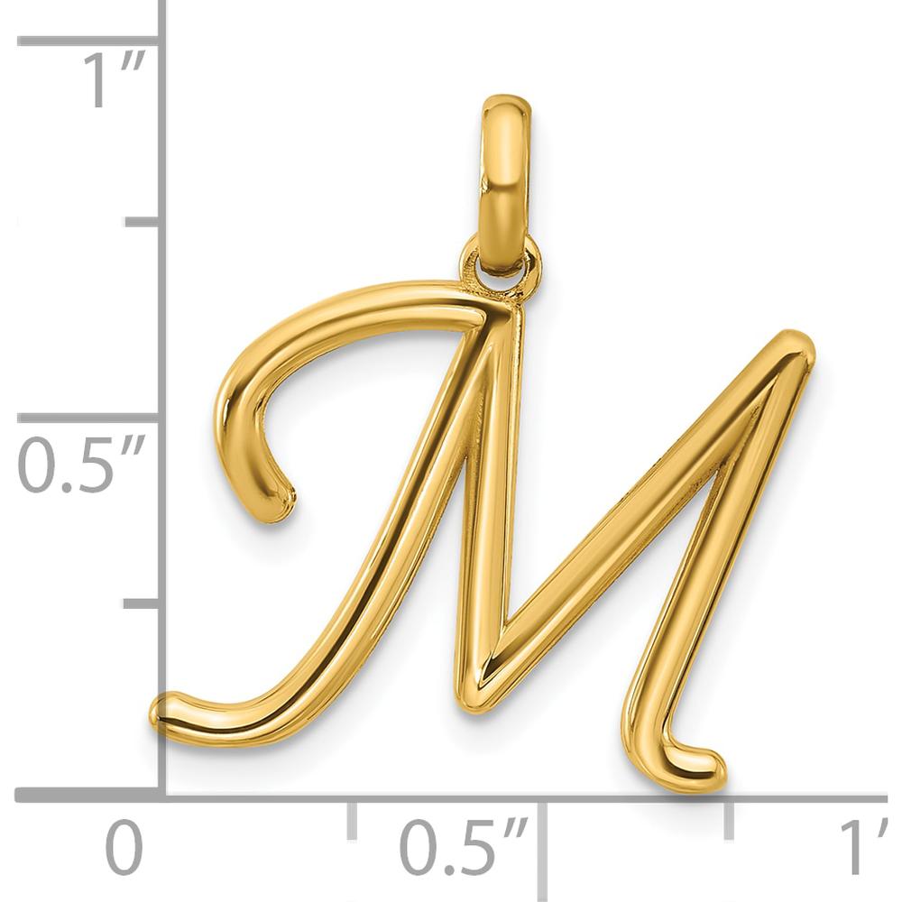 14K Yellow Gold Fancy Letter "M" Pendant - Polished, Casted Design by Oro Pregiato