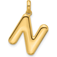 14K Yellow Gold Fancy Letter "N" Pendant - Elegant Personalized Charm for Necklace by Oro Pregiato