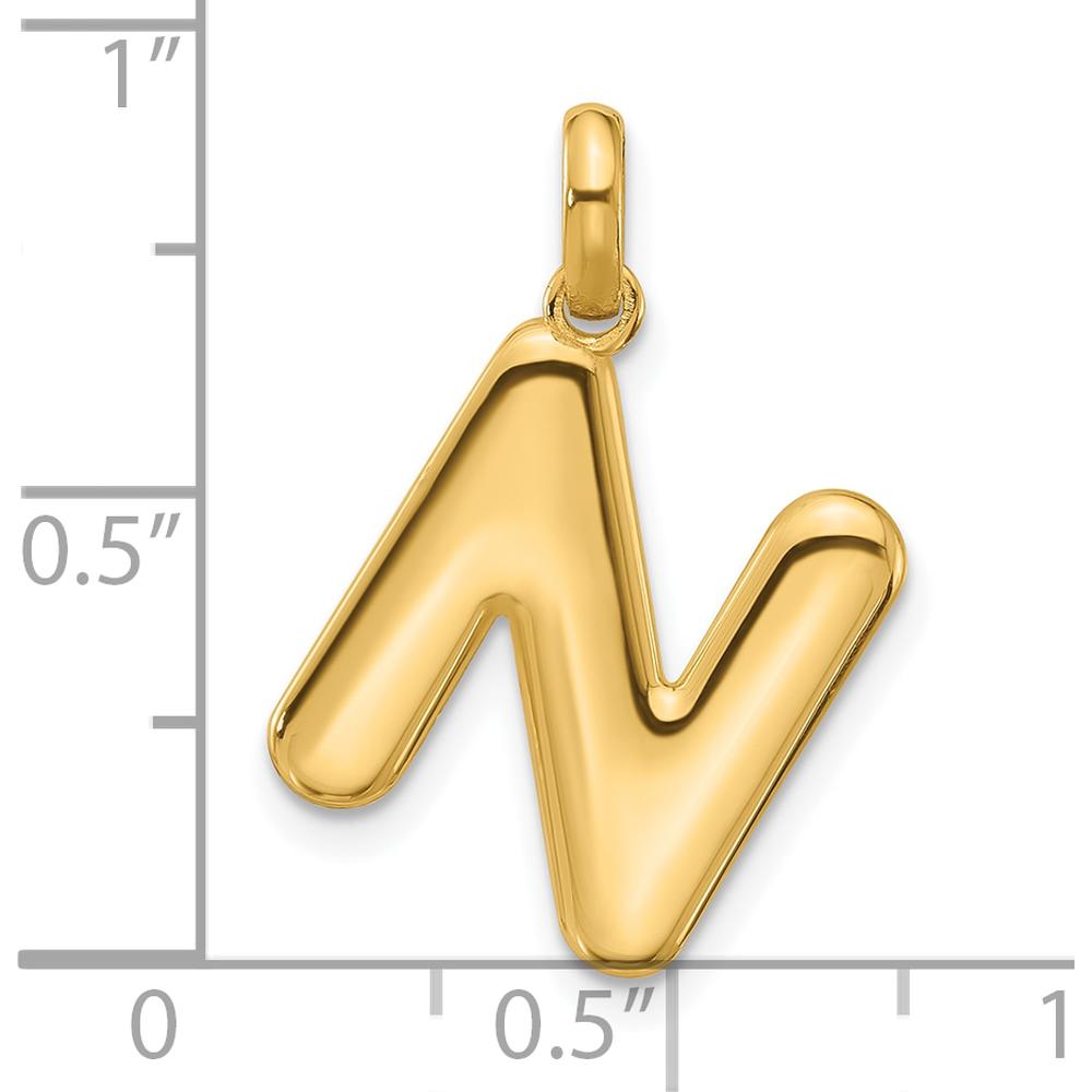 14K Yellow Gold Fancy Letter "N" Pendant - Elegant Personalized Charm for Necklace by Oro Pregiato