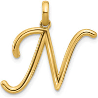 14K Yellow Gold Fancy Letter N Pendant - Polished Finish by Oro Pregiato