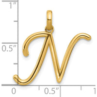 14K Yellow Gold Fancy Letter N Pendant - Polished Finish by Oro Pregiato