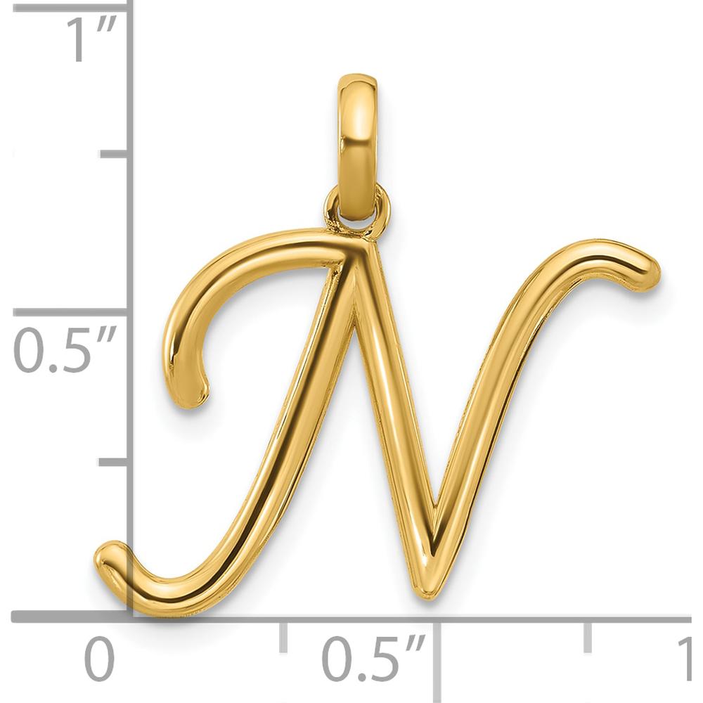 14K Yellow Gold Fancy Letter N Pendant - Polished Finish by Oro Pregiato