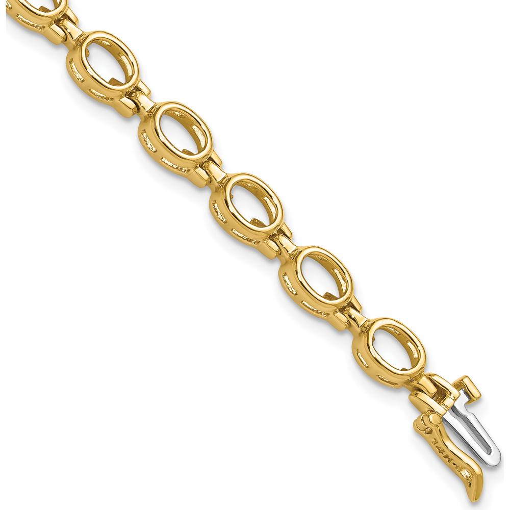 14K Yellow Gold Fancy Link Bracelet Mounting for 16 6x4mm Oval Gemstones by Oro Pregiato