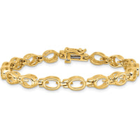 14K Yellow Gold Fancy Link Bracelet Mounting for 16 6x4mm Oval Gemstones by Oro Pregiato