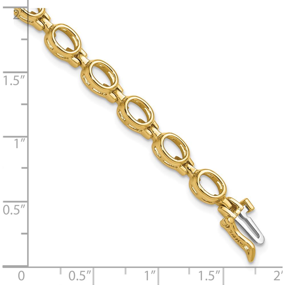 14K Yellow Gold Fancy Link Bracelet Mounting for 16 6x4mm Oval Gemstones by Oro Pregiato