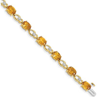 14K Yellow Gold Fancy Link Bracelet with Oval Citrine and Round Diamonds - 0.75 Carats Citrine, 0.048 Carats Total Diamond Weight by Monteluci Fine Jewelry
