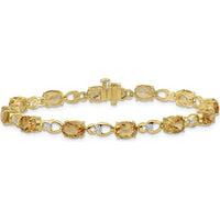 14K Yellow Gold Fancy Link Bracelet with Oval Citrine and Round Diamonds - 0.75 Carats Citrine, 0.048 Carats Total Diamond Weight by Monteluci Fine Jewelry