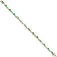 14K Yellow Gold Fancy Link Bracelet with Oval Emeralds and Round Diamonds - 0.21 Carats Total Emerald Weight, 0.11 Carats Total Diamond Weight. by Monteluci Fine Jewelry