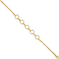 14K Yellow Gold Fancy Link Bracelet with Polished and Textured Bars - 7.5" Length by 0
