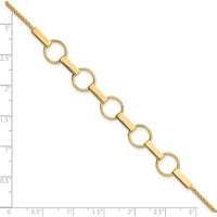 14K Yellow Gold Fancy Link Bracelet with Polished and Textured Bars - 7.5" Length by 0