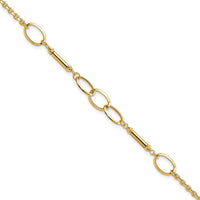 14K Yellow Gold Fancy Link Bracelet with Polished Bars - 7.5" Length by Oro Pregiato