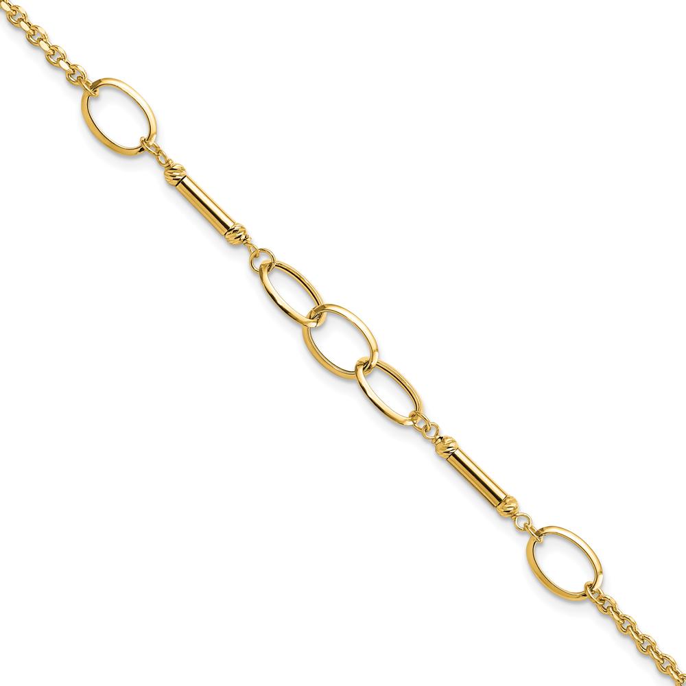14K Yellow Gold Fancy Link Bracelet with Polished Bars - 7.5" Length by Oro Pregiato